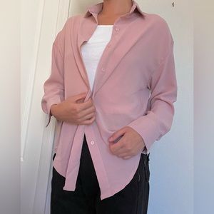 FLOWY PINK MAUVE BLOUSE DRESS SHIRT